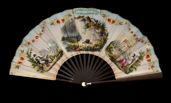 FOLDING FAN DEPICTING THE LIFE AND DEATH OF THE EMPEROR NAPOLEON BONAPARTE